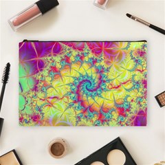 Fractal Spiral Abstract Background Vortex Yellow Cosmetic Bag (large) by Ket1n9