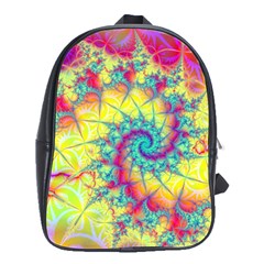 Fractal Spiral Abstract Background Vortex Yellow School Bag (large)