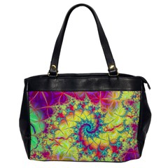 Fractal Spiral Abstract Background Vortex Yellow Oversize Office Handbag