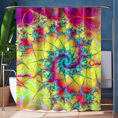 Fractal Spiral Abstract Background Vortex Yellow Shower Curtain 60  X 72  (medium) 