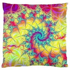 Fractal Spiral Abstract Background Vortex Yellow Large Cushion Case (two Sides)