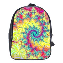 Fractal Spiral Abstract Background Vortex Yellow School Bag (xl)