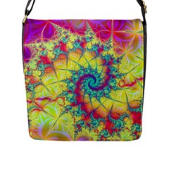 Fractal Spiral Abstract Background Vortex Yellow Flap Closure Messenger Bag (l)