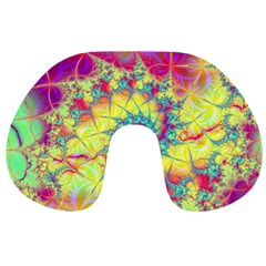 Fractal Spiral Abstract Background Vortex Yellow Travel Neck Pillow