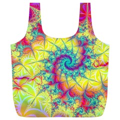 Fractal Spiral Abstract Background Vortex Yellow Full Print Recycle Bag (xl)