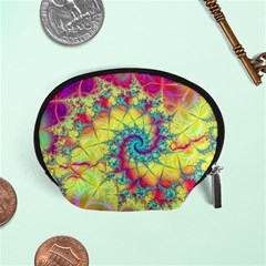 Fractal Spiral Abstract Background Vortex Yellow Accessory Pouch (small) by Ket1n9