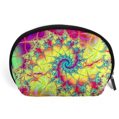 Fractal Spiral Abstract Background Vortex Yellow Accessory Pouch (large) by Ket1n9