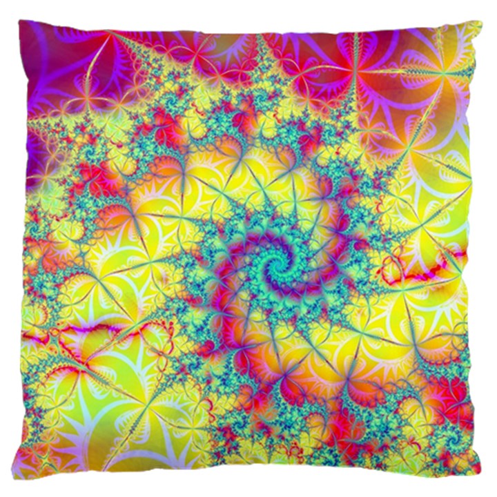 Fractal Spiral Abstract Background Vortex Yellow Standard Premium Plush Fleece Cushion Case (Two Sides)