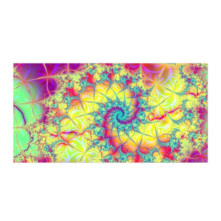 Fractal Spiral Abstract Background Vortex Yellow Satin Wrap 35  x 70 