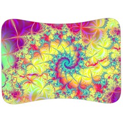 Fractal Spiral Abstract Background Vortex Yellow Velour Seat Head Rest Cushion