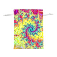 Fractal Spiral Abstract Background Vortex Yellow Lightweight Drawstring Pouch (l)