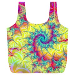 Fractal Spiral Abstract Background Vortex Yellow Full Print Recycle Bag (xxl)