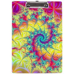 Fractal Spiral Abstract Background Vortex Yellow A4 Acrylic Clipboard by Ket1n9