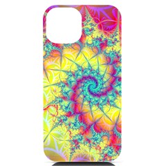 Fractal Spiral Abstract Background Vortex Yellow Iphone 14 Black Uv Print Case by Ket1n9