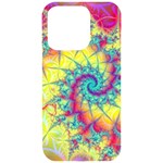 Fractal Spiral Abstract Background Vortex Yellow iPhone 15 Pro Black UV Print PC Hardshell Case Front