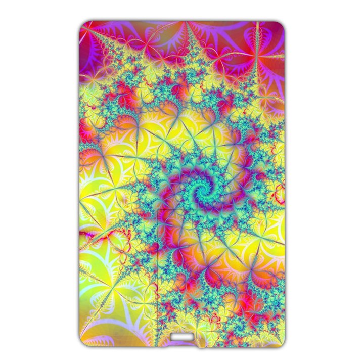 Fractal Spiral Abstract Background Vortex Yellow Name Card Style USB Flash Drive