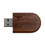 Fractal Spiral Abstract Background Vortex Yellow Wood Oval USB Flash Drive USB