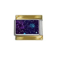 Realistic Night Sky Poster With Constellations Gold Trim Italian Charm (9mm) by Ket1n9