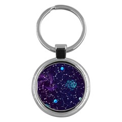 Realistic Night Sky Poster With Constellations Key Chain (round) by Ket1n9