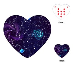 Realistic Night Sky Poster With Constellations Playing Cards Single Design (heart)