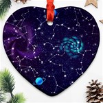 Realistic Night Sky Poster With Constellations Heart Ornament (Two Sides) Front