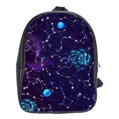 Realistic Night Sky Poster With Constellations School Bag (large) by Ket1n9