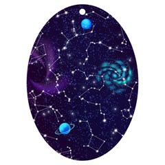 Realistic Night Sky Poster With Constellations Uv Print Acrylic Ornament Oval by Ket1n9