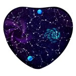 Realistic Night Sky Poster With Constellations Heart Glass Fridge Magnet (4 pack) Front