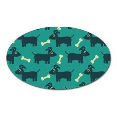 Happy Dogs Animals Pattern Oval Magnet by Ket1n9