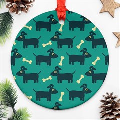 Happy Dogs Animals Pattern Round Ornament (two Sides)