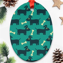 Happy Dogs Animals Pattern Oval Ornament (two Sides)