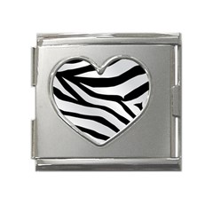 White Tiger Skin Mega Link Heart Italian Charm (18mm)