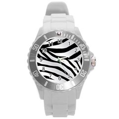 White Tiger Skin Round Plastic Sport Watch (l) by Ket1n9