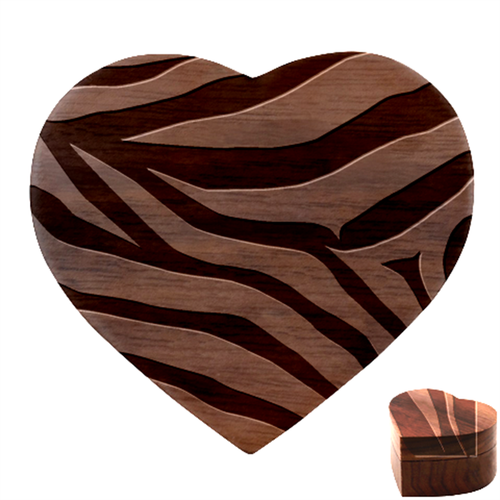 White Tiger Skin Heart Wood Jewelry Box