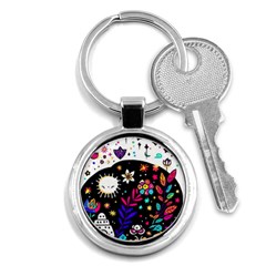 Rainbow Fun Cute Minimal Doodle Key Chain (round) by Bedest