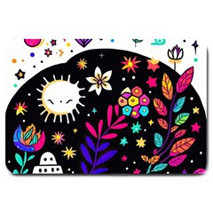 Rainbow Fun Cute Minimal Doodle Large Doormat by Bedest