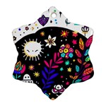 Rainbow Fun Cute Minimal Doodle Snowflake Ornament (Two Sides) Front