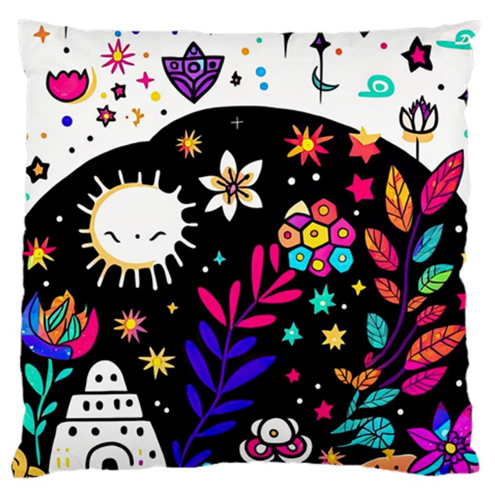 Rainbow Fun Cute Minimal Doodle Large Cushion Case (One Side)