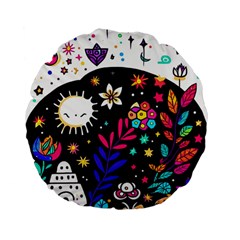 Rainbow Fun Cute Minimal Doodle Standard 15  Premium Flano Round Cushions by Bedest