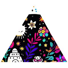 Rainbow Fun Cute Minimal Doodle Wooden Puzzle Triangle by Bedest