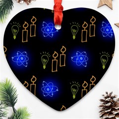 Background Doodles Candles Graphic Heart Ornament (two Sides)