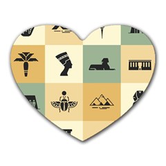 Egyptian Flat Style Icons Heart Mousepad by Bedest