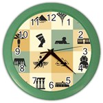 Egyptian Flat Style Icons Color Wall Clock Front