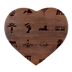 Egyptian Flat Style Icons Heart Wood Jewelry Box by Bedest