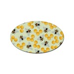 Bees Pattern Honey Bee Bug Honeycomb Honey Beehive Sticker (Oval) Front