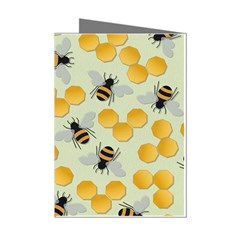 Bees Pattern Honey Bee Bug Honeycomb Honey Beehive Mini Greeting Cards (pkg Of 8)