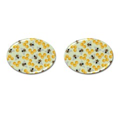 Bees Pattern Honey Bee Bug Honeycomb Honey Beehive Cufflinks (oval) by Bedest