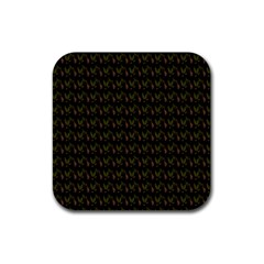 Fern Pattern 2 Black Rubber Coaster (square) by snowwhitegirl