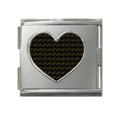 Fern Pattern 2 Black Mega Link Heart Italian Charm (18mm) by snowwhitegirl