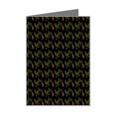 Fern Pattern 2 Black Mini Greeting Card by snowwhitegirl